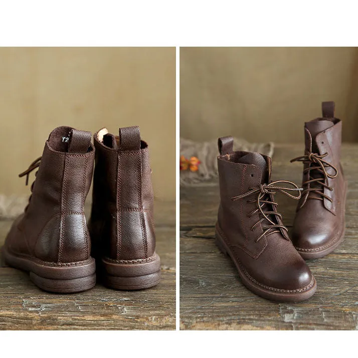 British Retro Leather Short Ankle Boots| Gift Shoes