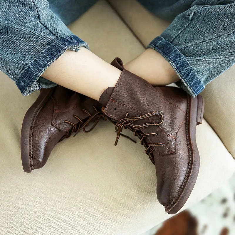 British Retro Leather Short Ankle Boots| Gift Shoes