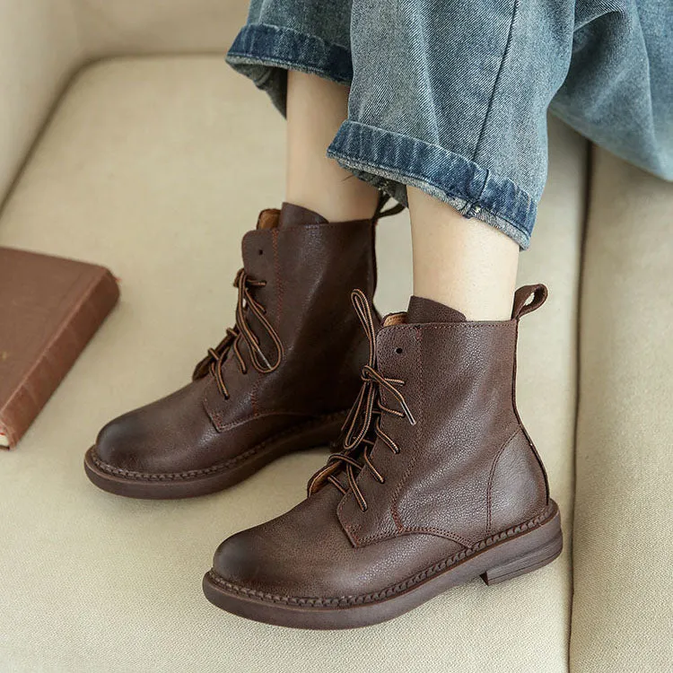 British Retro Leather Short Ankle Boots| Gift Shoes