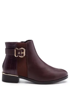 Brown Buckled Ankle Boot