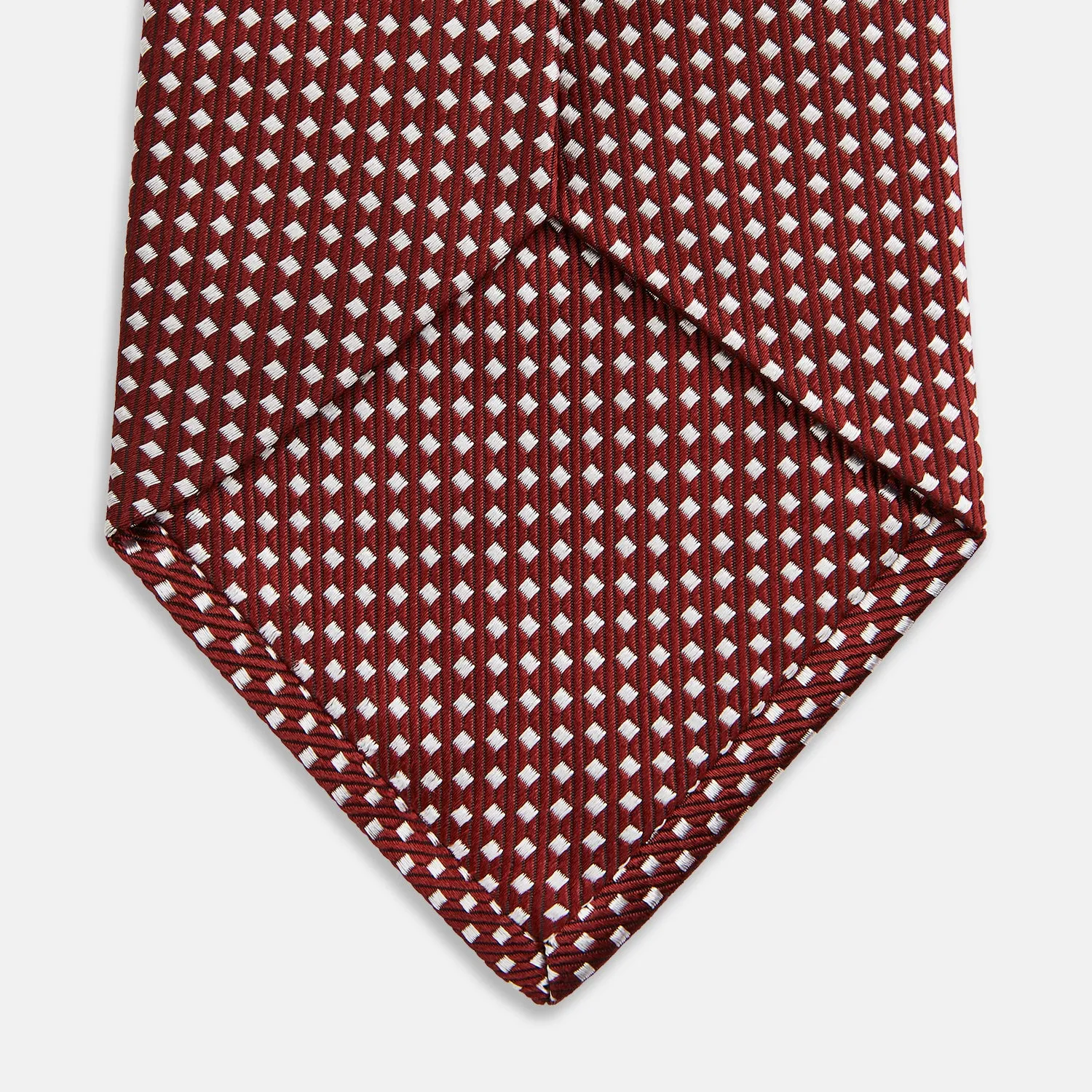 Burgundy and White Diamond Silk Tie