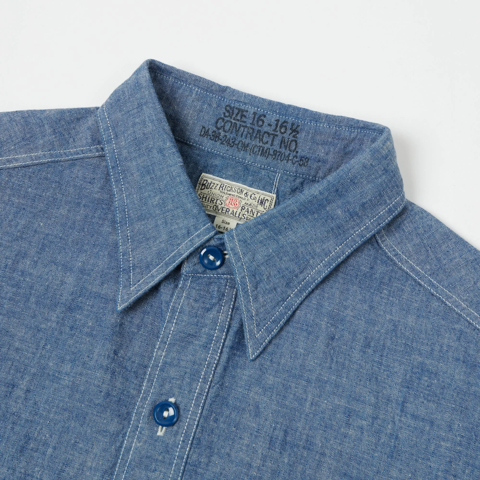 Buzz Rickson's BR35856 S/S Chambray Shirt - Blue