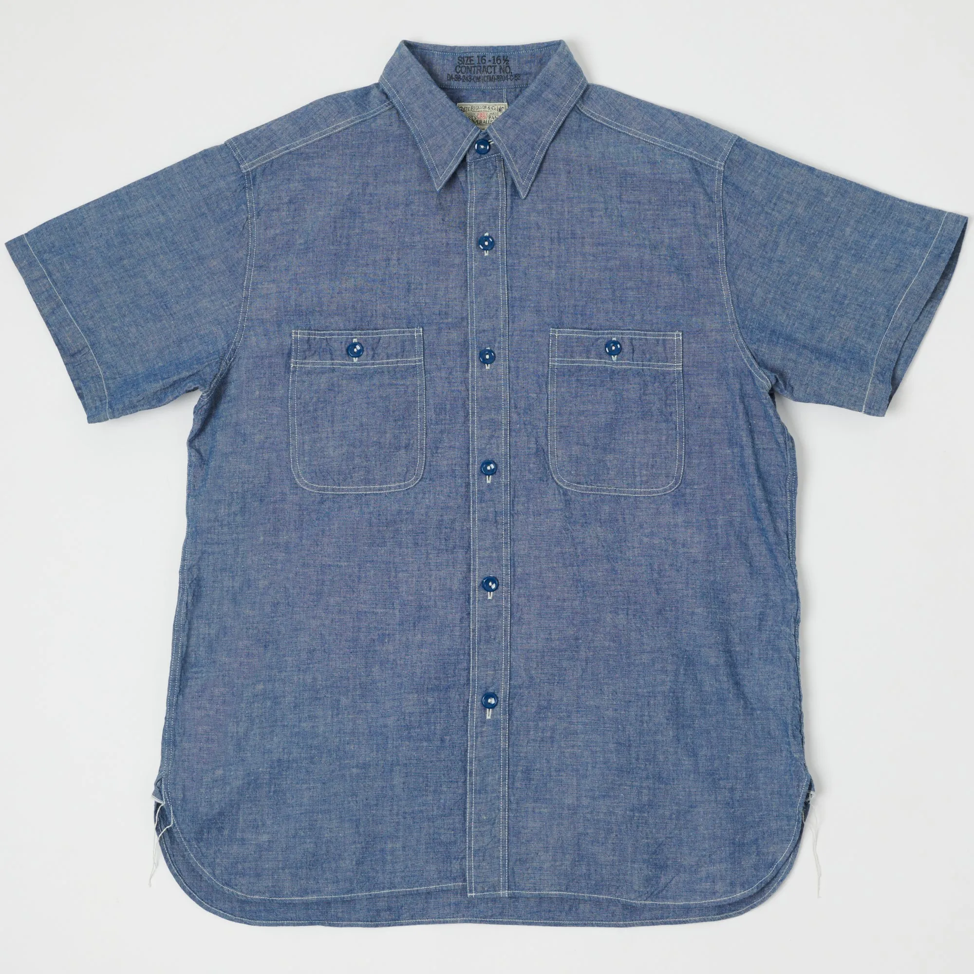 Buzz Rickson's BR35856 S/S Chambray Shirt - Blue