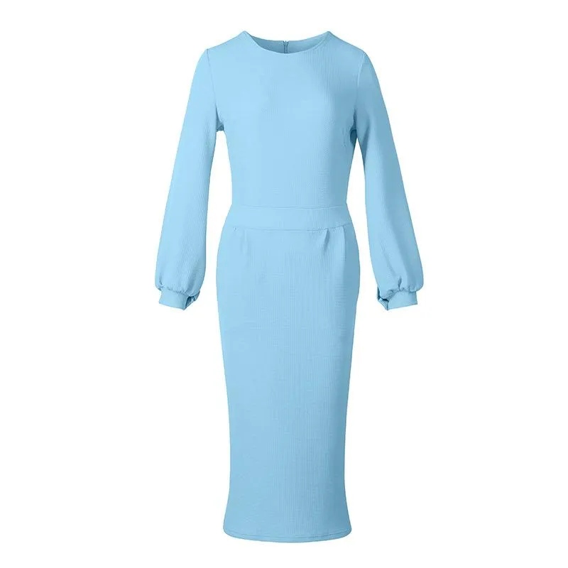 Casual Long Sleeve Party Bodycon Sheath Belted Dress