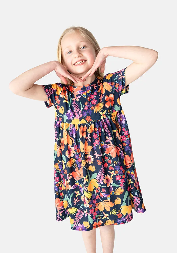 Children's Butterfly Meadow Print Dress (Kaelyn)