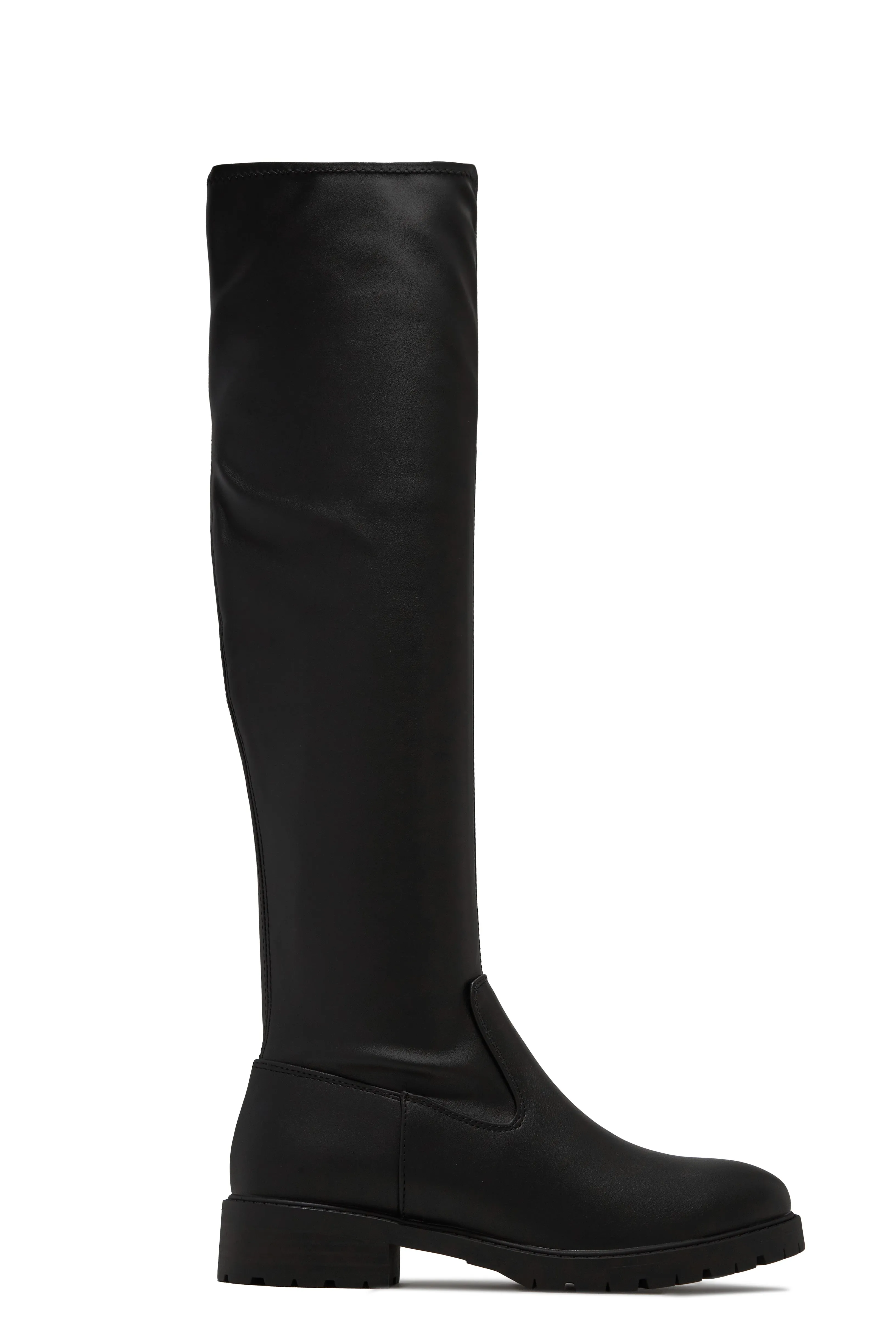 Chilly Nights Flat Over The Knee Boots - Dark Nude