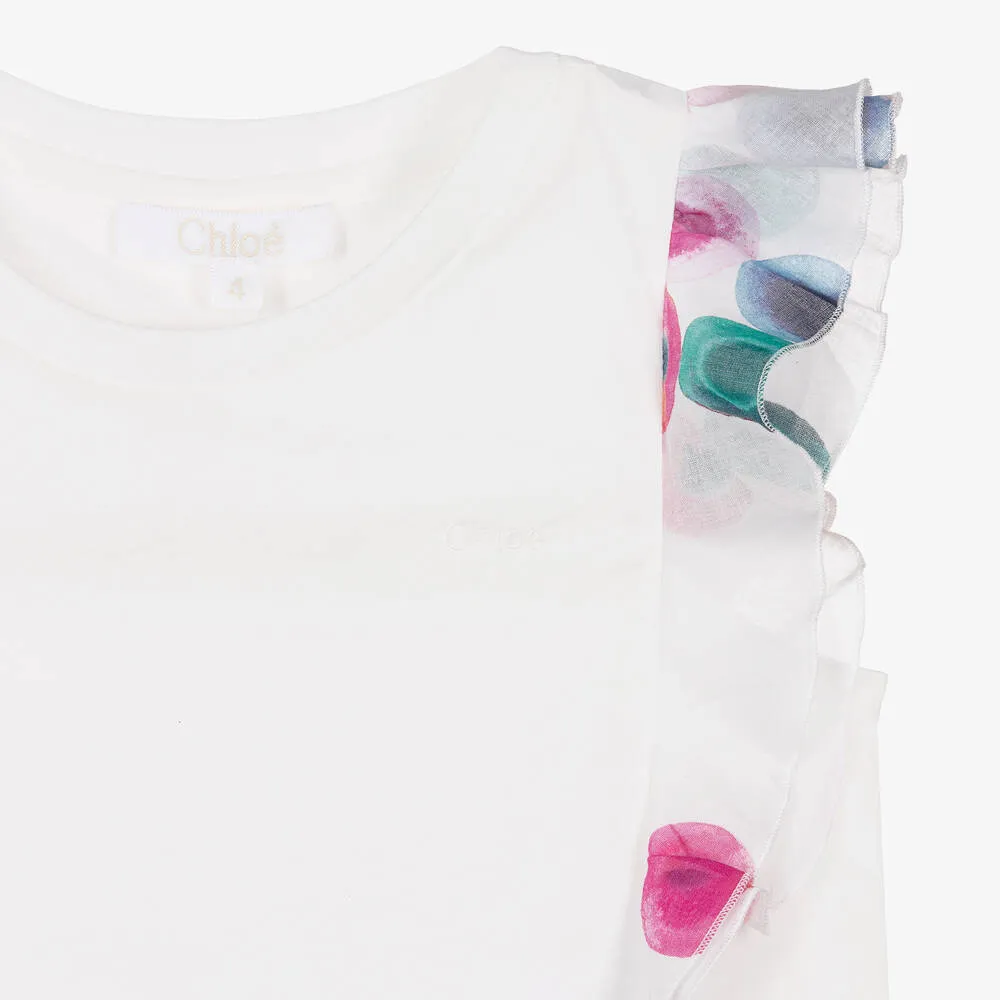 Chloé White Cotton Ruffles T-Shirt