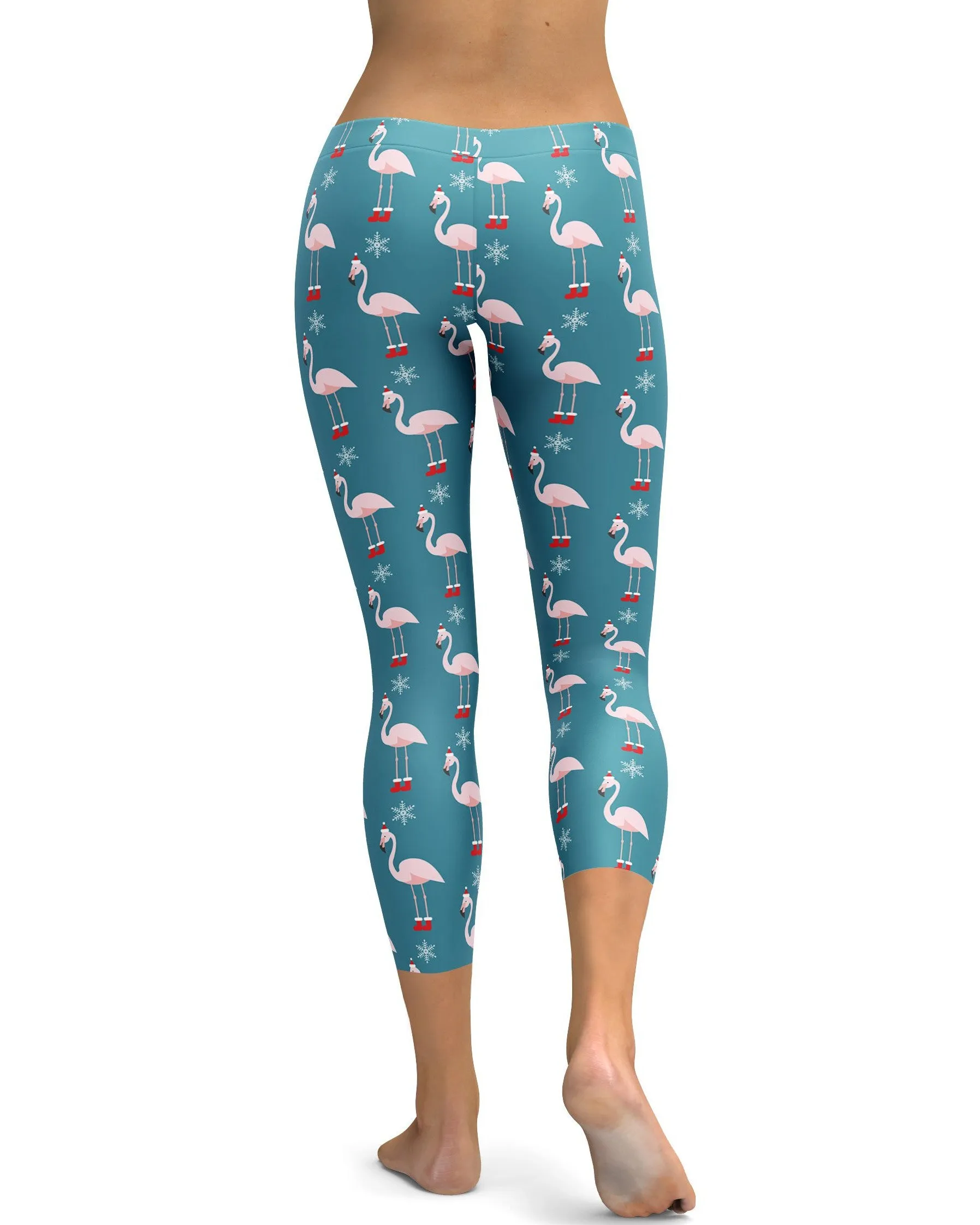 Christmas Flamingo Patterned Capris