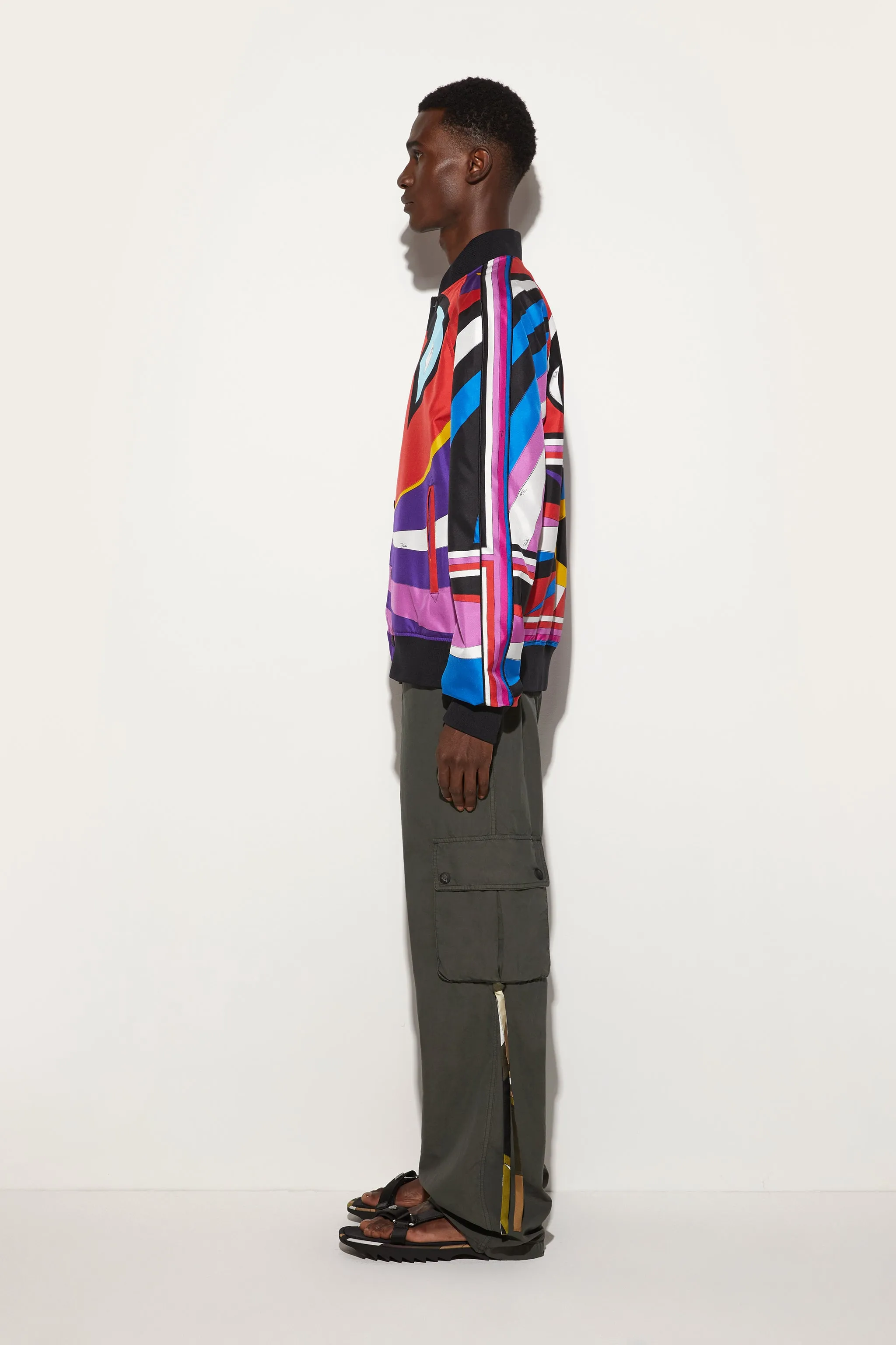 Cigni-Print Silk-Twill Bomber Jacket