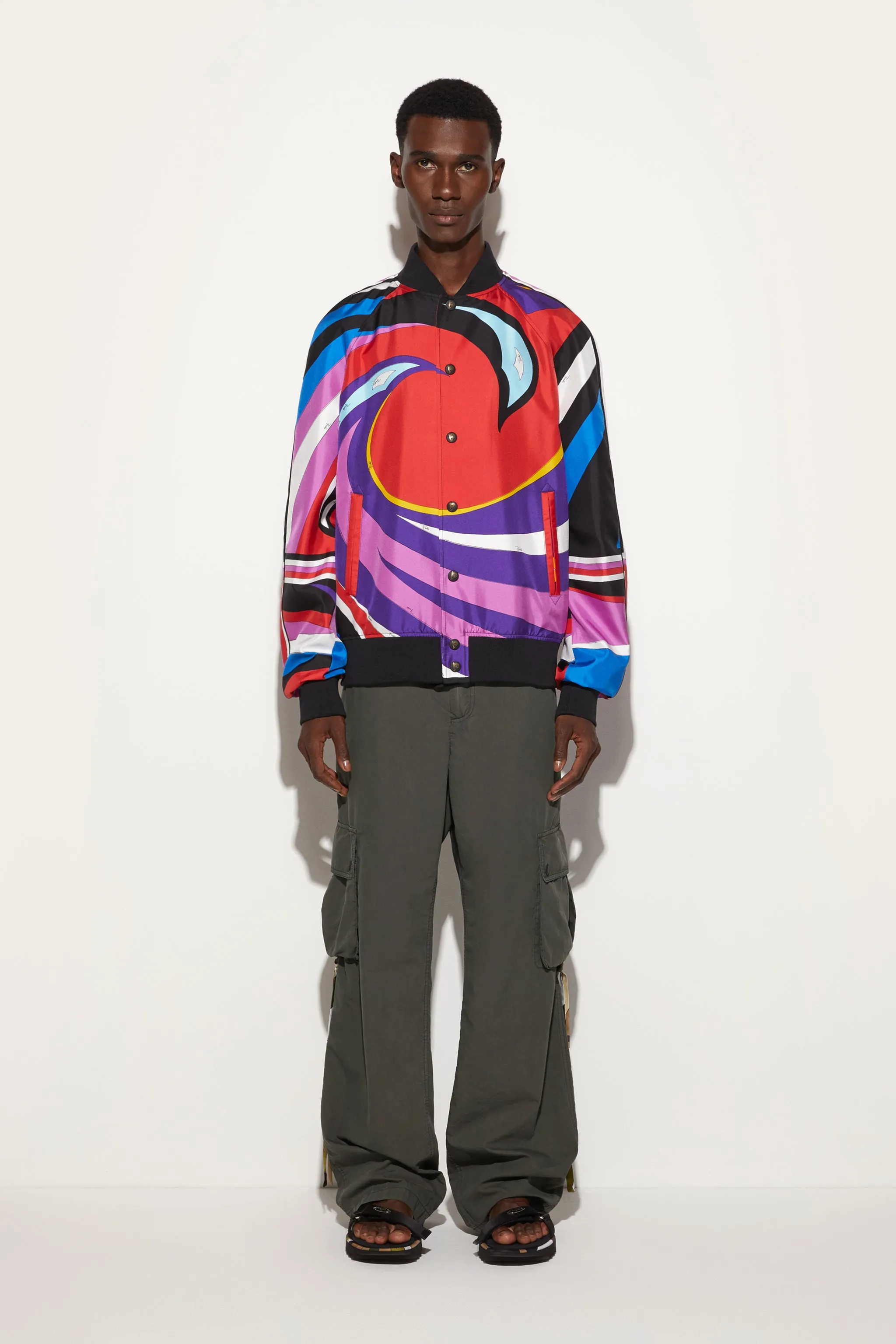 Cigni-Print Silk-Twill Bomber Jacket