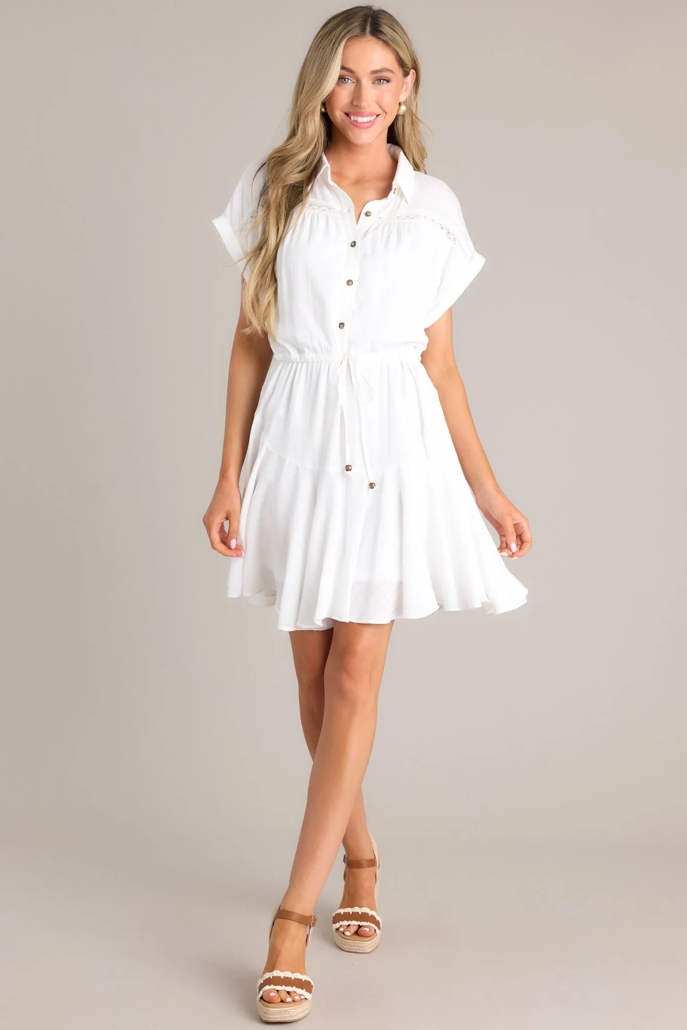 Cloud Nine Chic White Collared Mini Dress