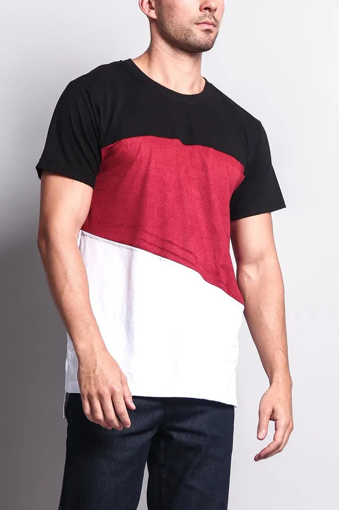 Colorblock Poly Suede Mesh T-Shirt