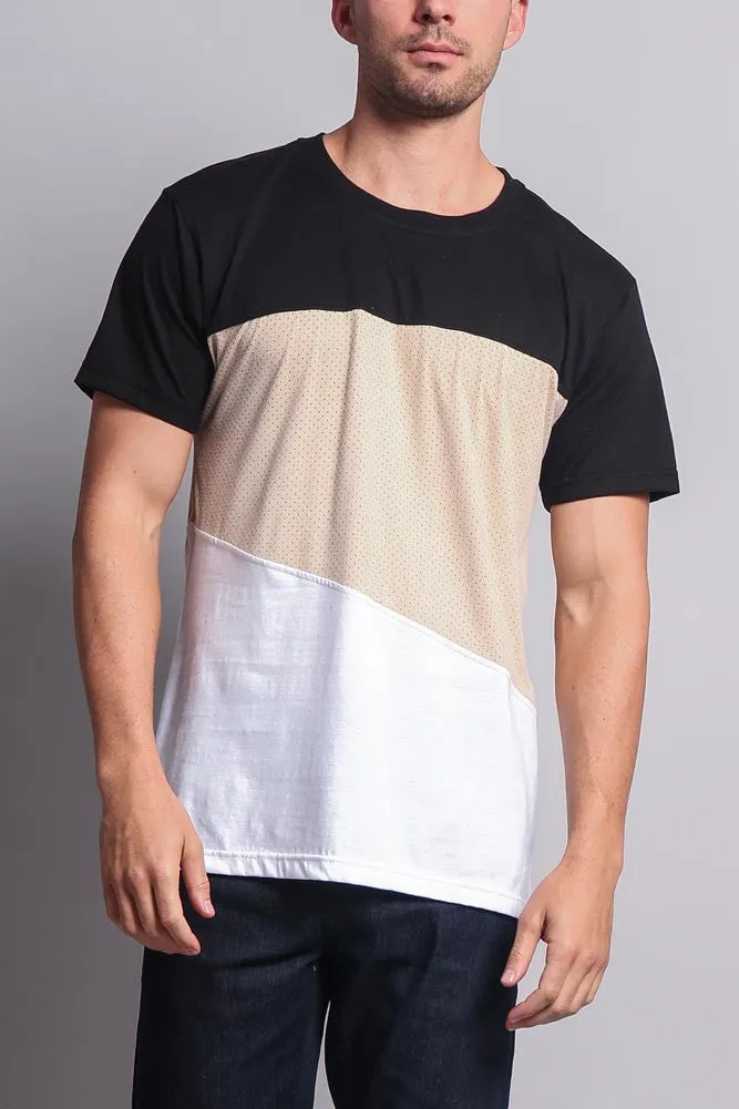 Colorblock Poly Suede Mesh T-Shirt