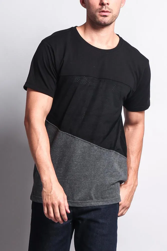 Colorblock Poly Suede Mesh T-Shirt