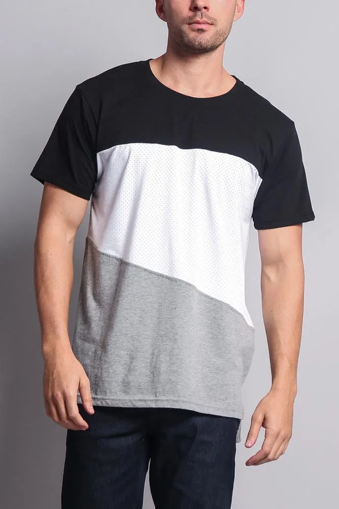 Colorblock Poly Suede Mesh T-Shirt