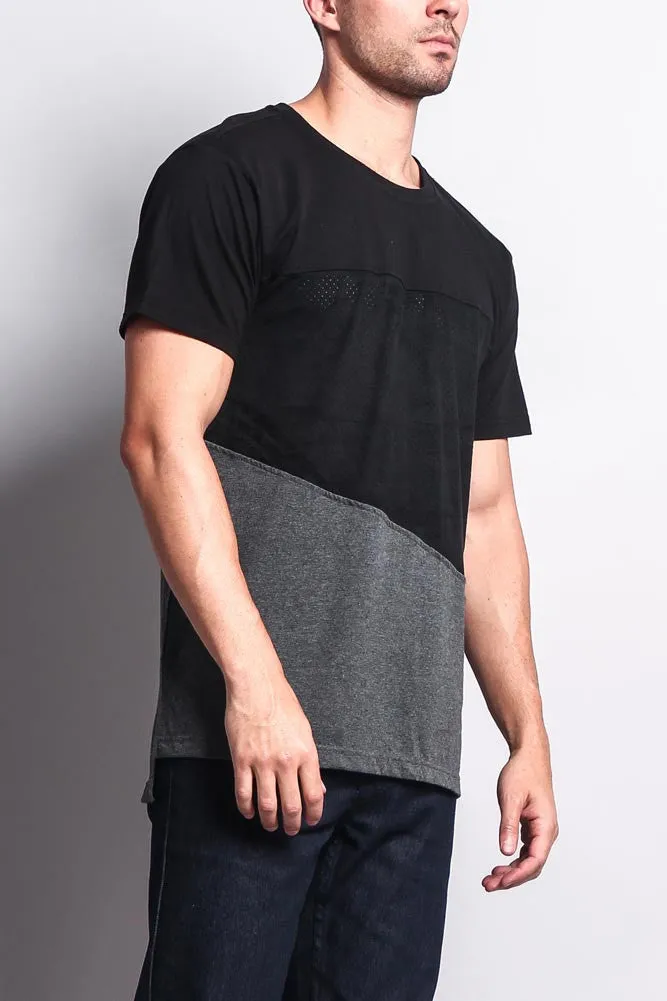 Colorblock Poly Suede Mesh T-Shirt