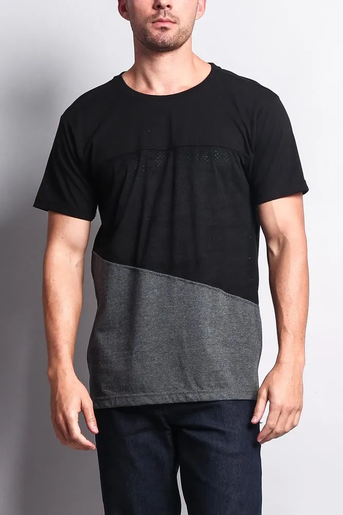 Colorblock Poly Suede Mesh T-Shirt