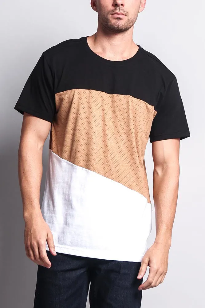 Colorblock Poly Suede Mesh T-Shirt