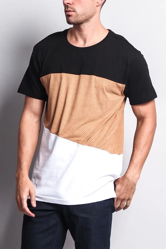 Colorblock Poly Suede Mesh T-Shirt