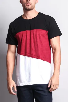 Colorblock Poly Suede Mesh T-Shirt