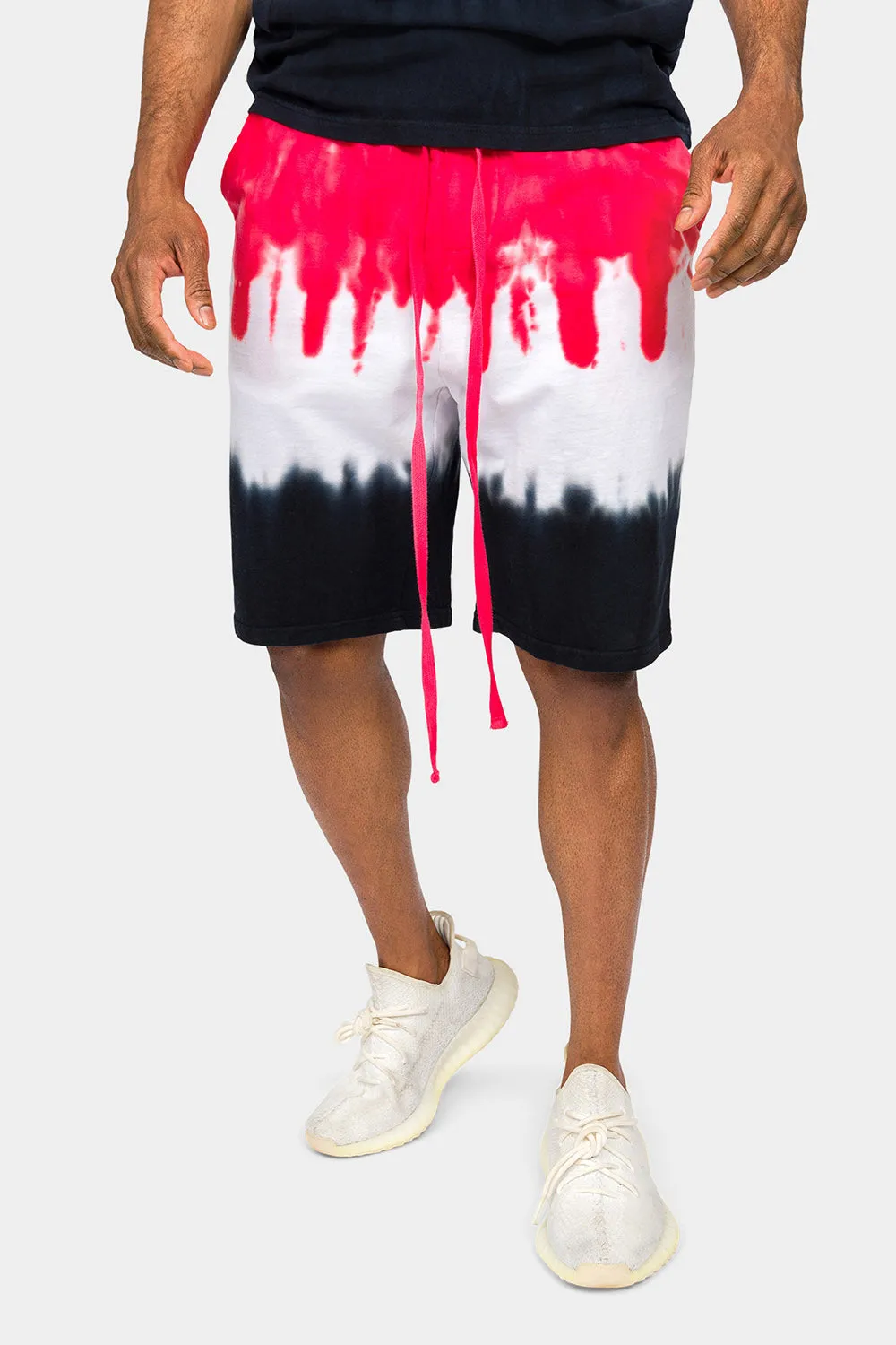 Colorblock Tie Dye Cotton Shirt Shorts Set