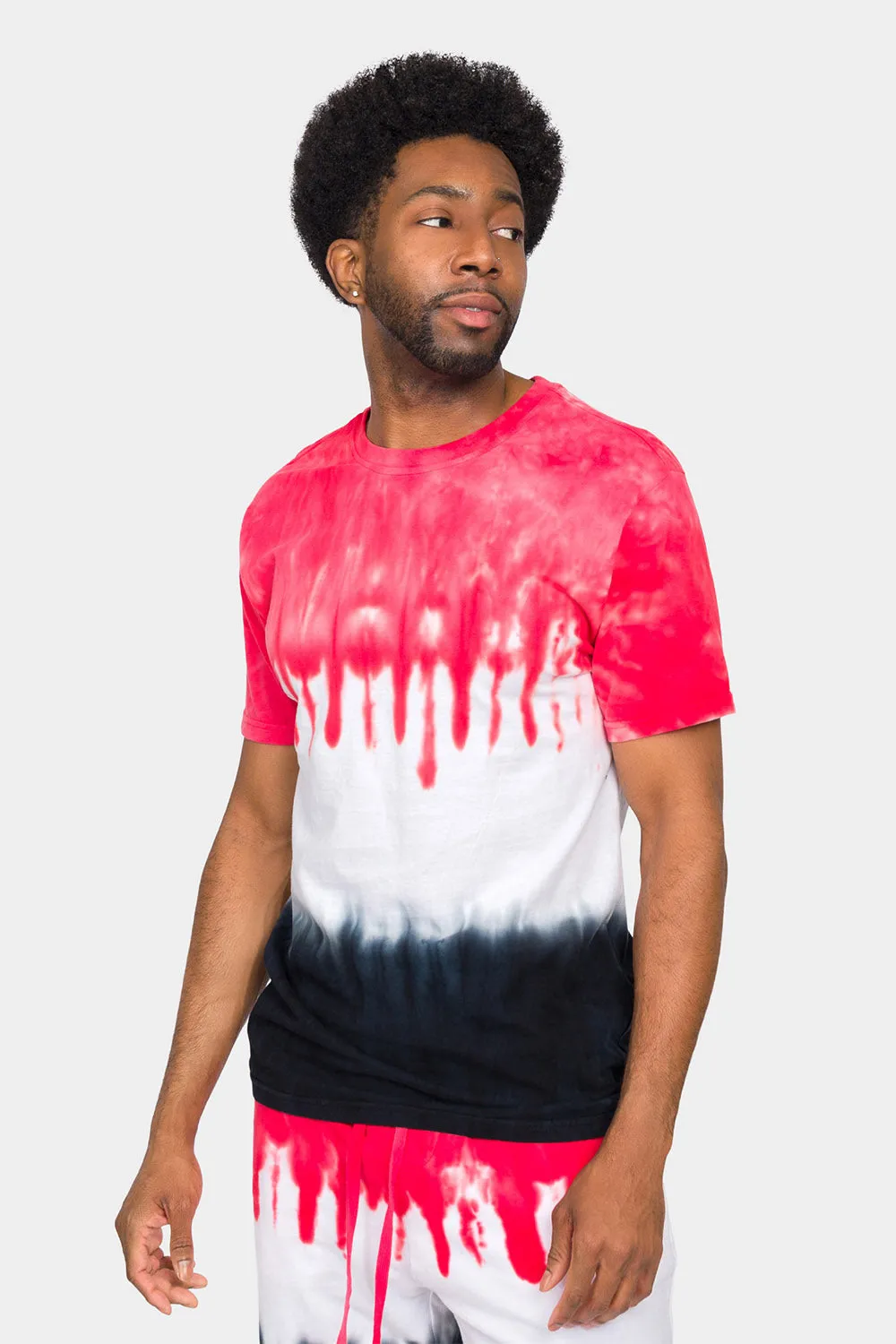 Colorblock Tie Dye Cotton Shirt Shorts Set