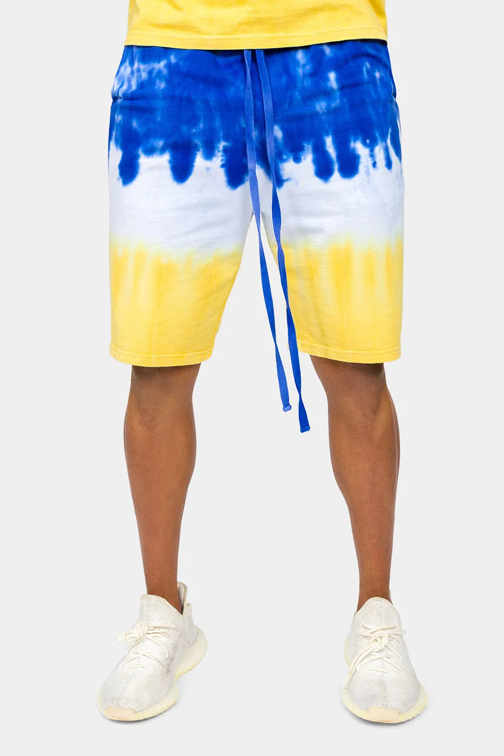 Colorblock Tie Dye Cotton Shirt Shorts Set