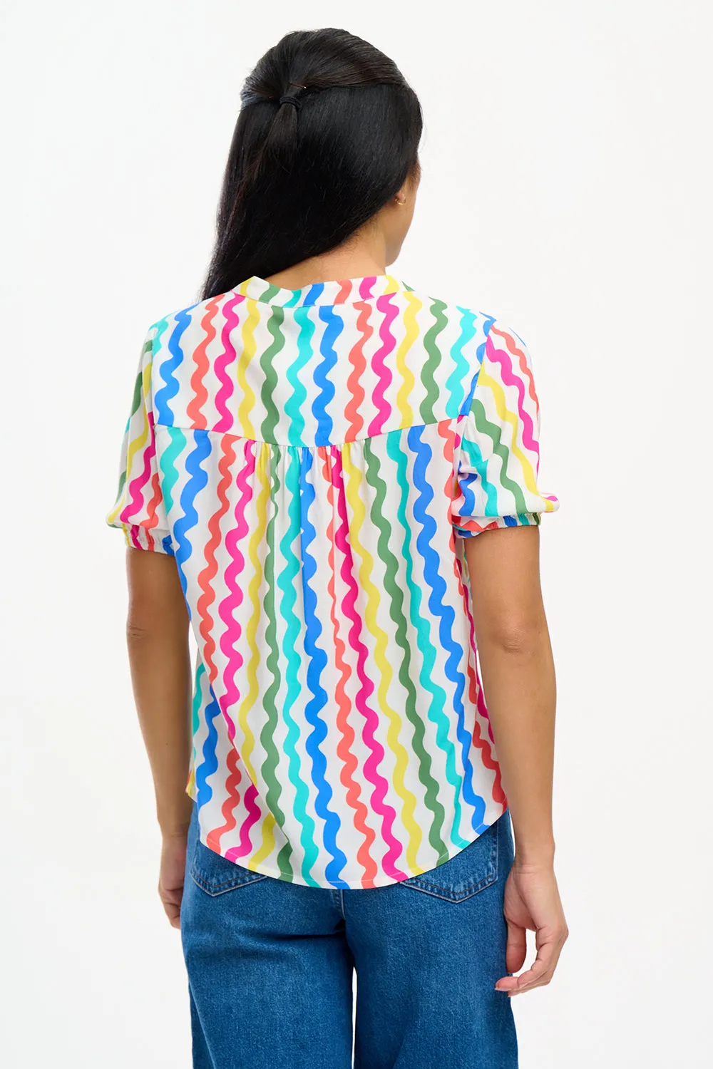 Connie Blouse - Multi, Squiggly Lines