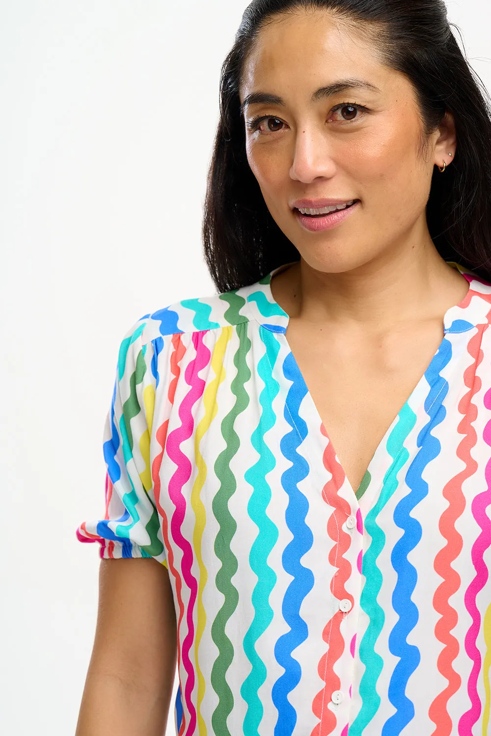 Connie Blouse - Multi, Squiggly Lines