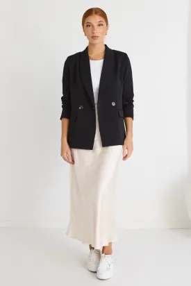 Cooper Black Crepe Boyfriend Semi Fitted Blazer