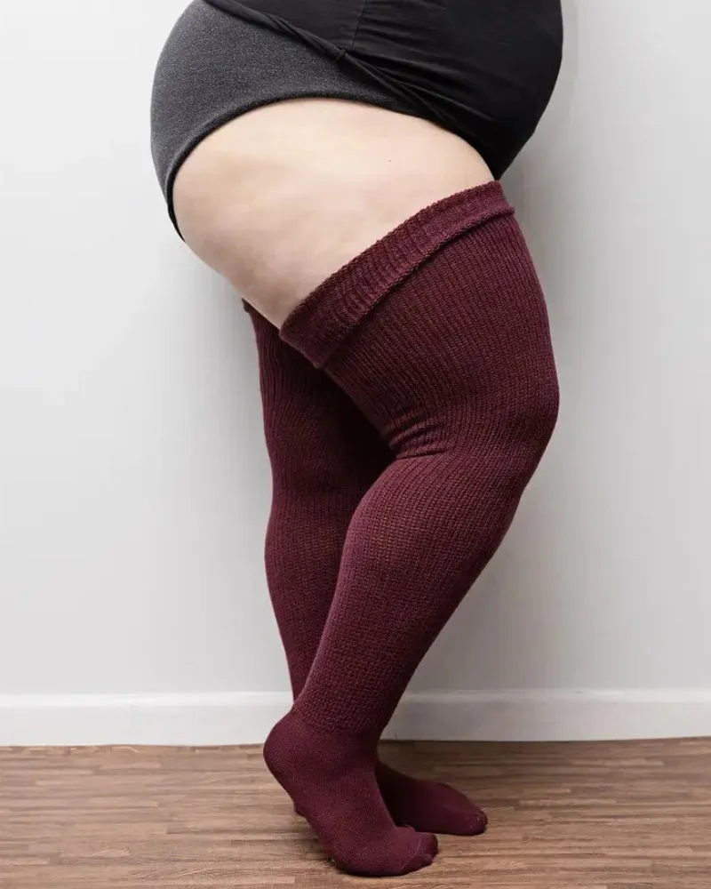 Cozy Plus Size Thigh High Knit Socks - Final Sale