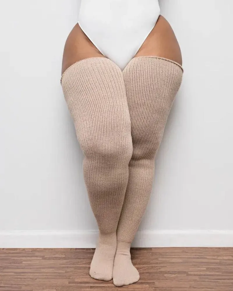 Cozy Plus Size Thigh High Knit Socks - Final Sale