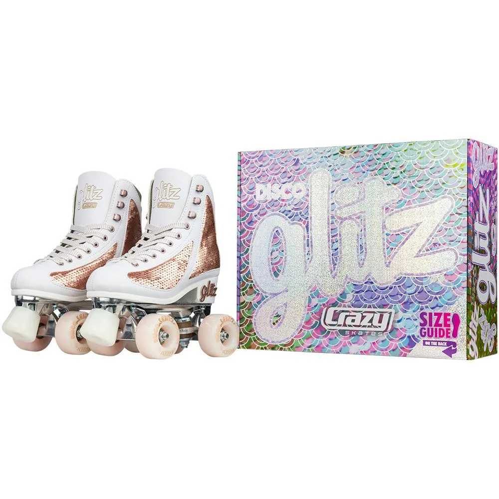 Crazy Skates Glam Quad Skates - White & Rose Gold