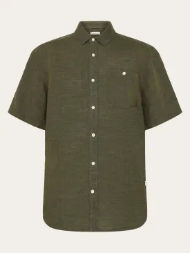 Custom fit linen short sleeve shirt - Burned Olive