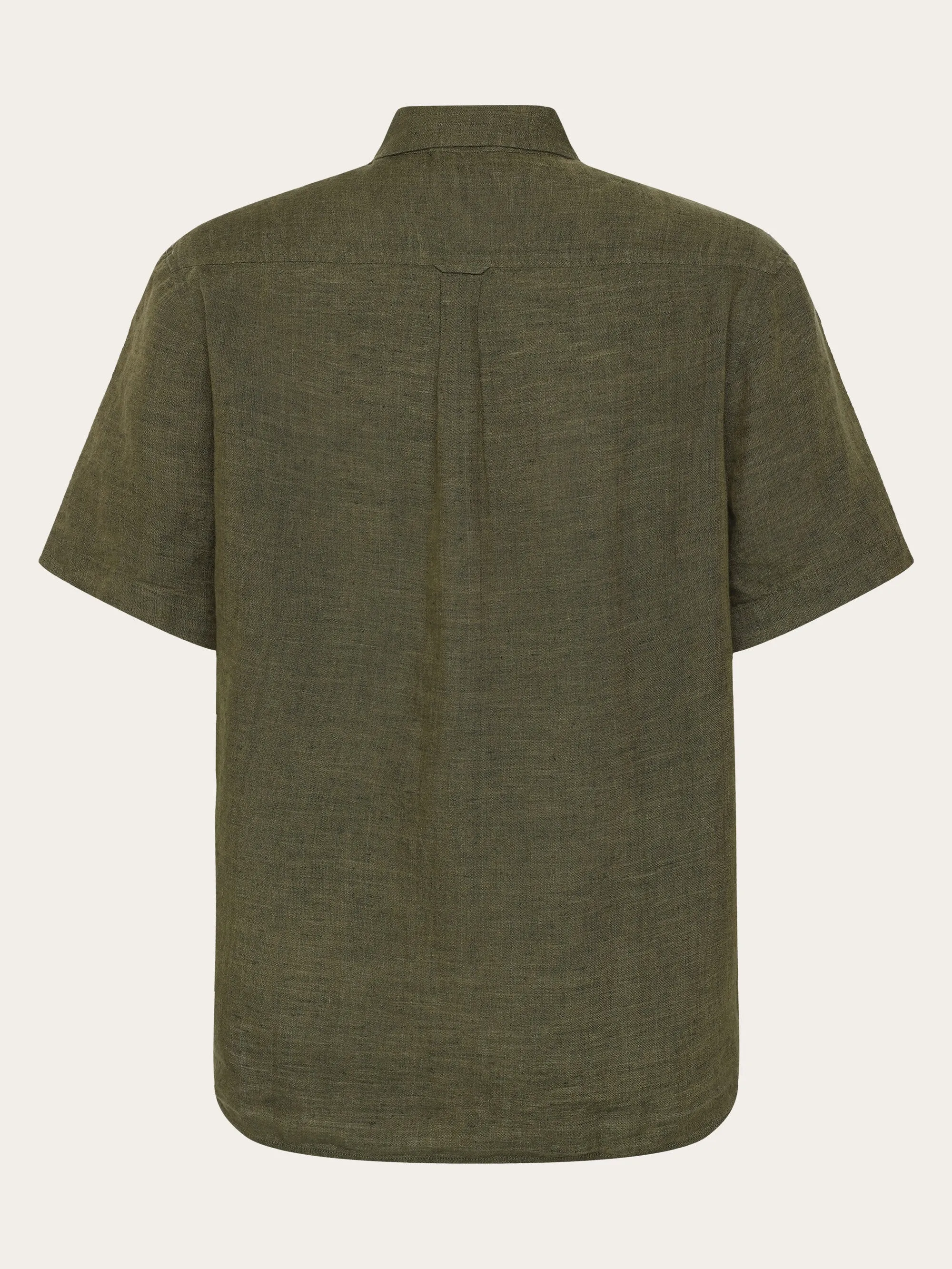 Custom fit linen short sleeve shirt - Burned Olive