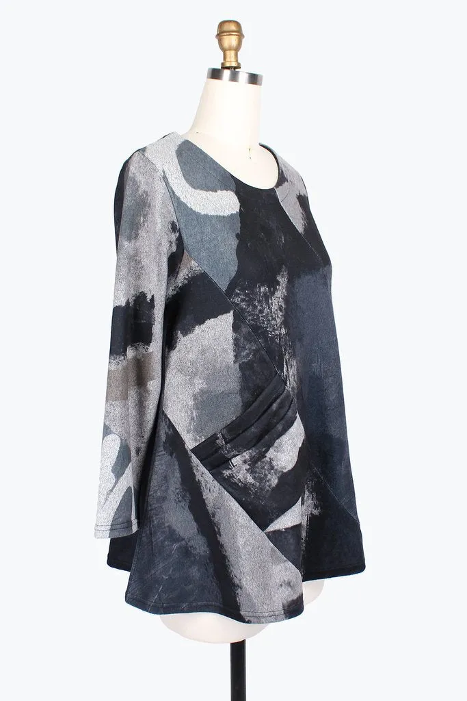 Damee Abstract Square Print Tunic style 9187-Gry