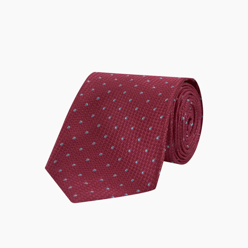 Dark Pink and Blue Spot Lace Silk Tie