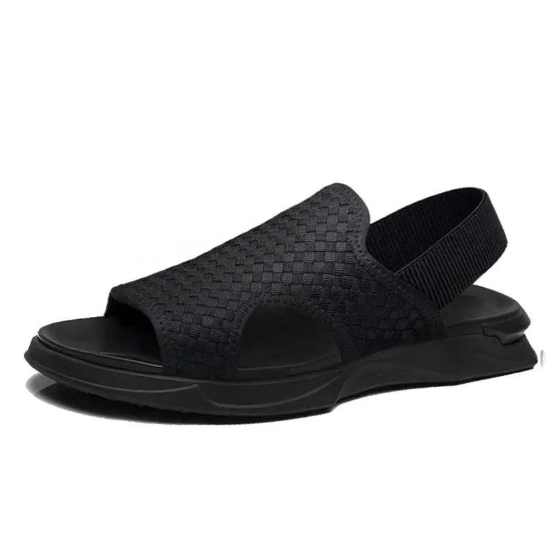 Dbeck®: Soft Sole Black Woven Summer Sandals