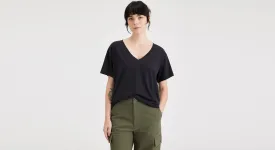 Deep V-Neck Tee, Regular Fit