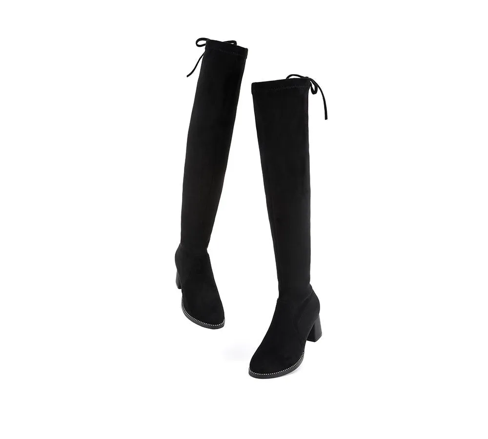 Drawstring Over The Knee Studded Detail Fashion Boots Women Jolie