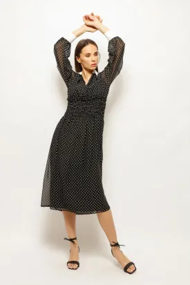 EBLISA POLKA DOTS MIDI LONG DRESS