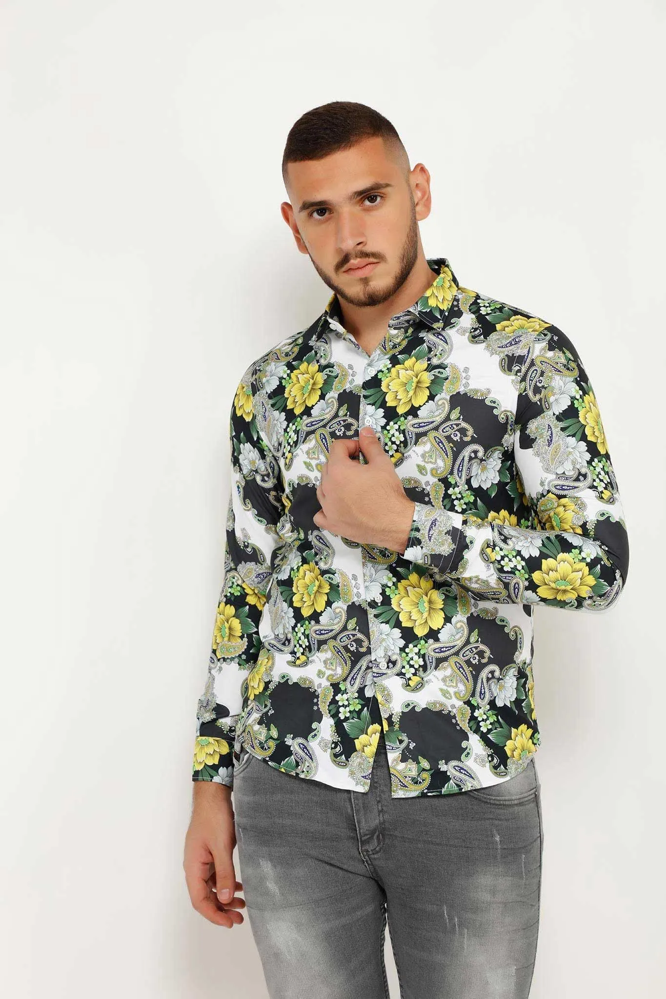 EM YELLOW FLOWER MEN'S SHIRT