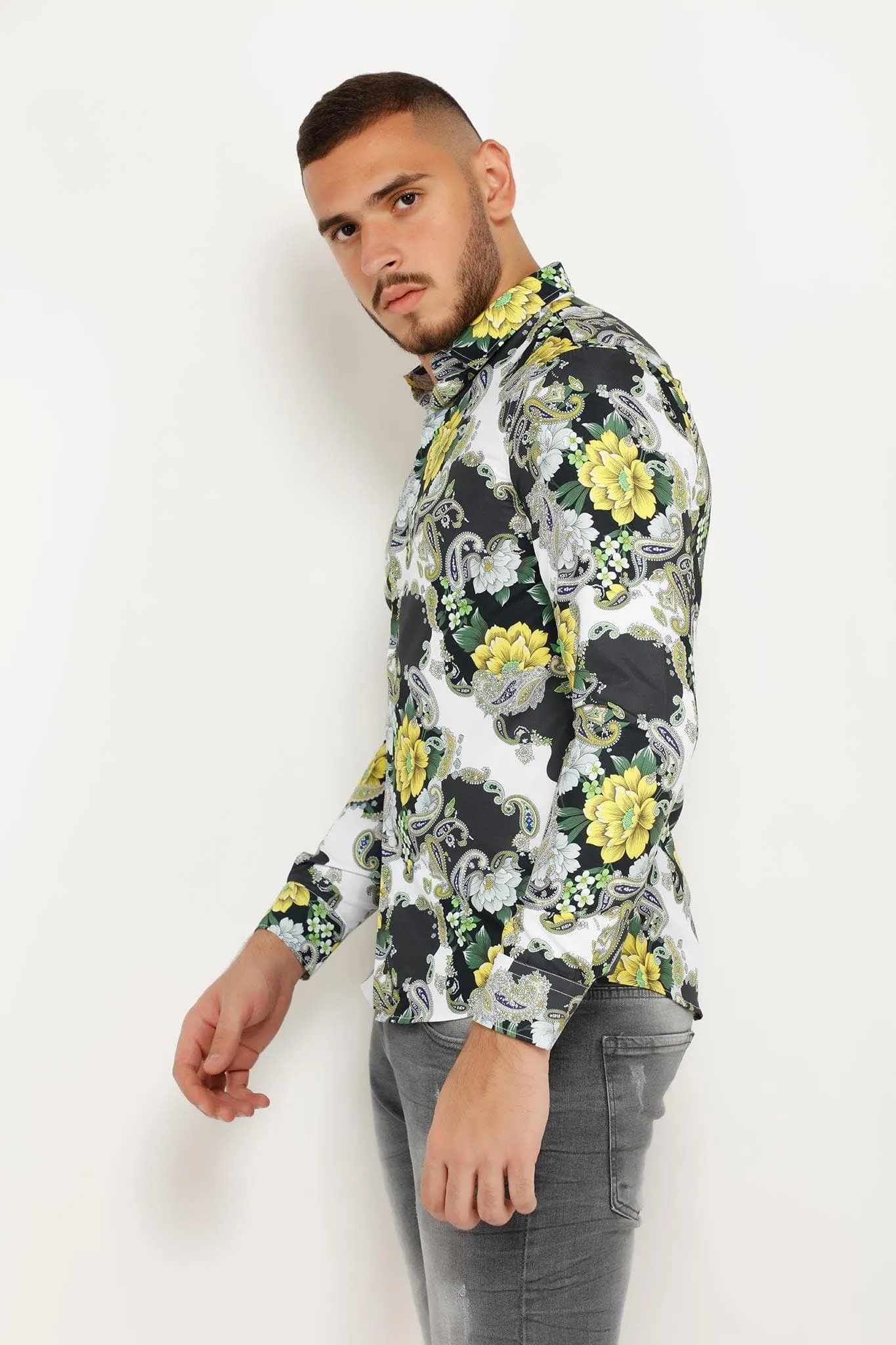 EM YELLOW FLOWER MEN'S SHIRT