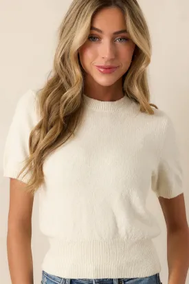 Everyday Hustle Ivory Short Sleeve Knit Top