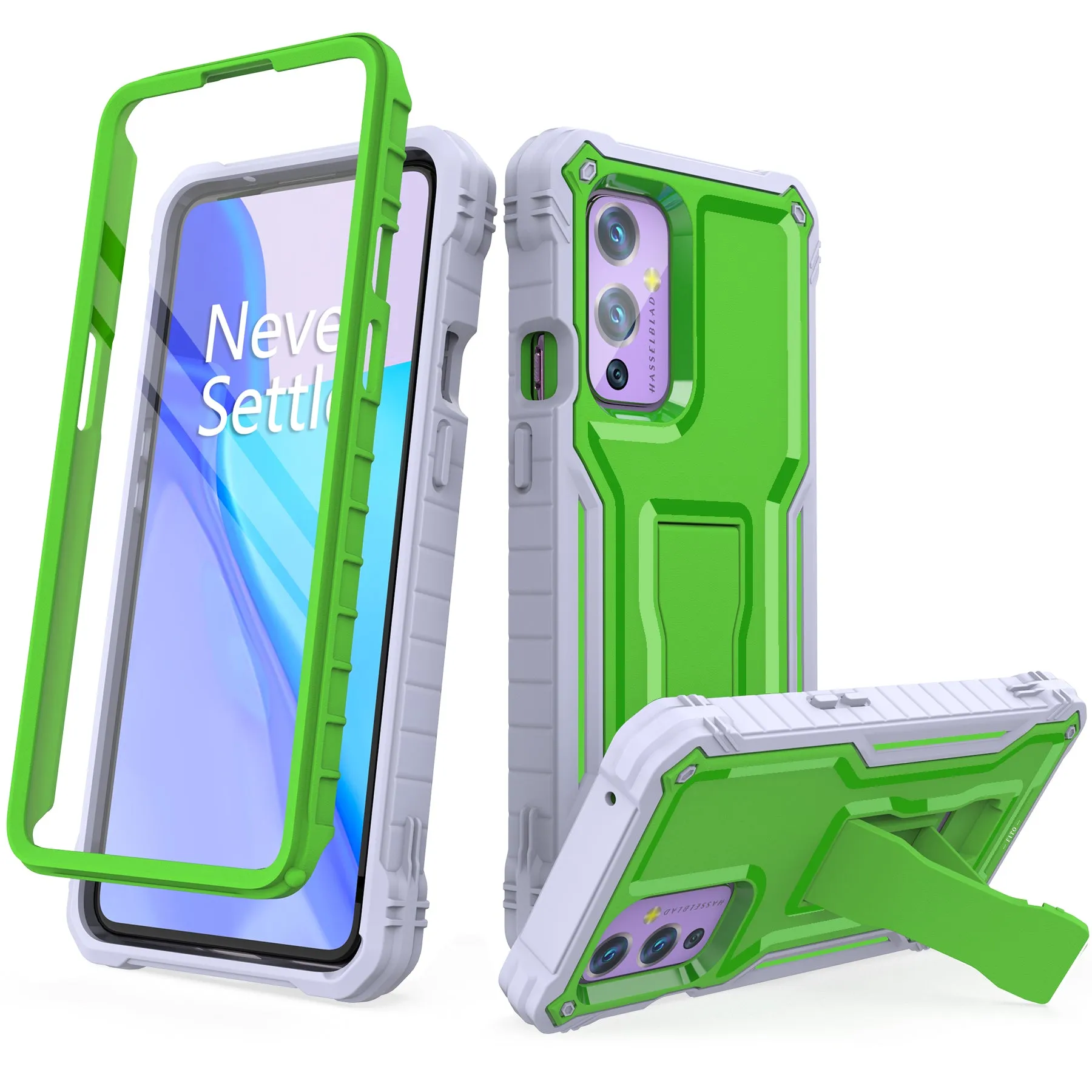 FITO OnePlus 9 Case, Dual Layer Shockproof Heavy Duty Case for OnePlus 9 Phone with Screen Protector, Built-in Kickstand