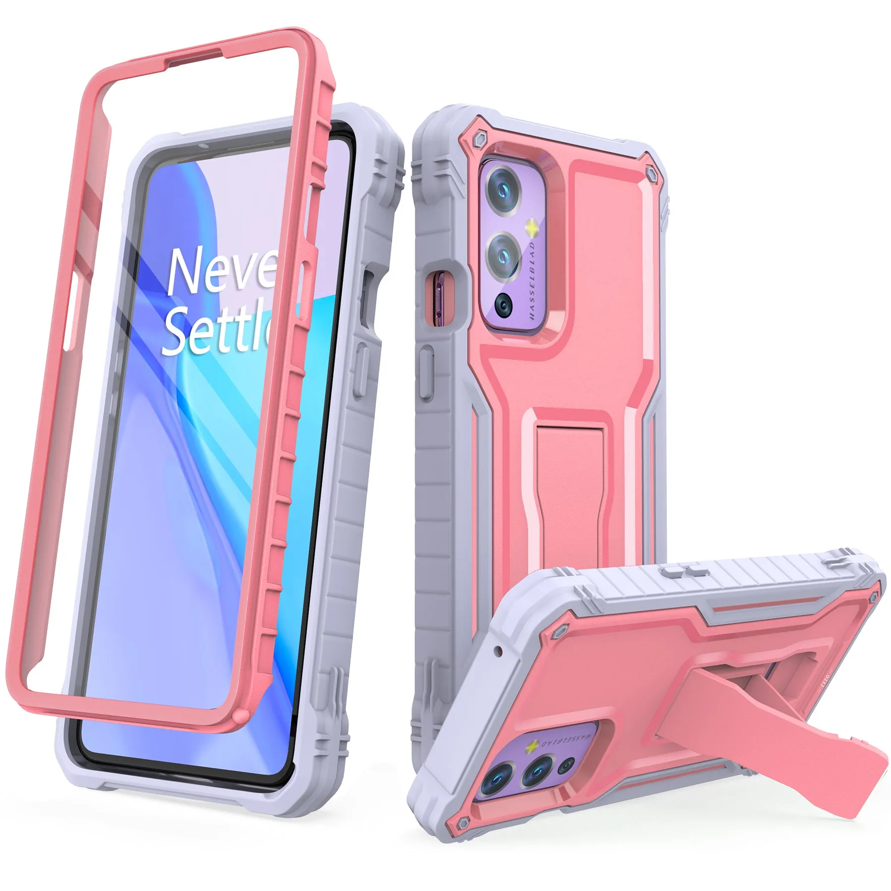 FITO OnePlus 9 Case, Dual Layer Shockproof Heavy Duty Case for OnePlus 9 Phone with Screen Protector, Built-in Kickstand