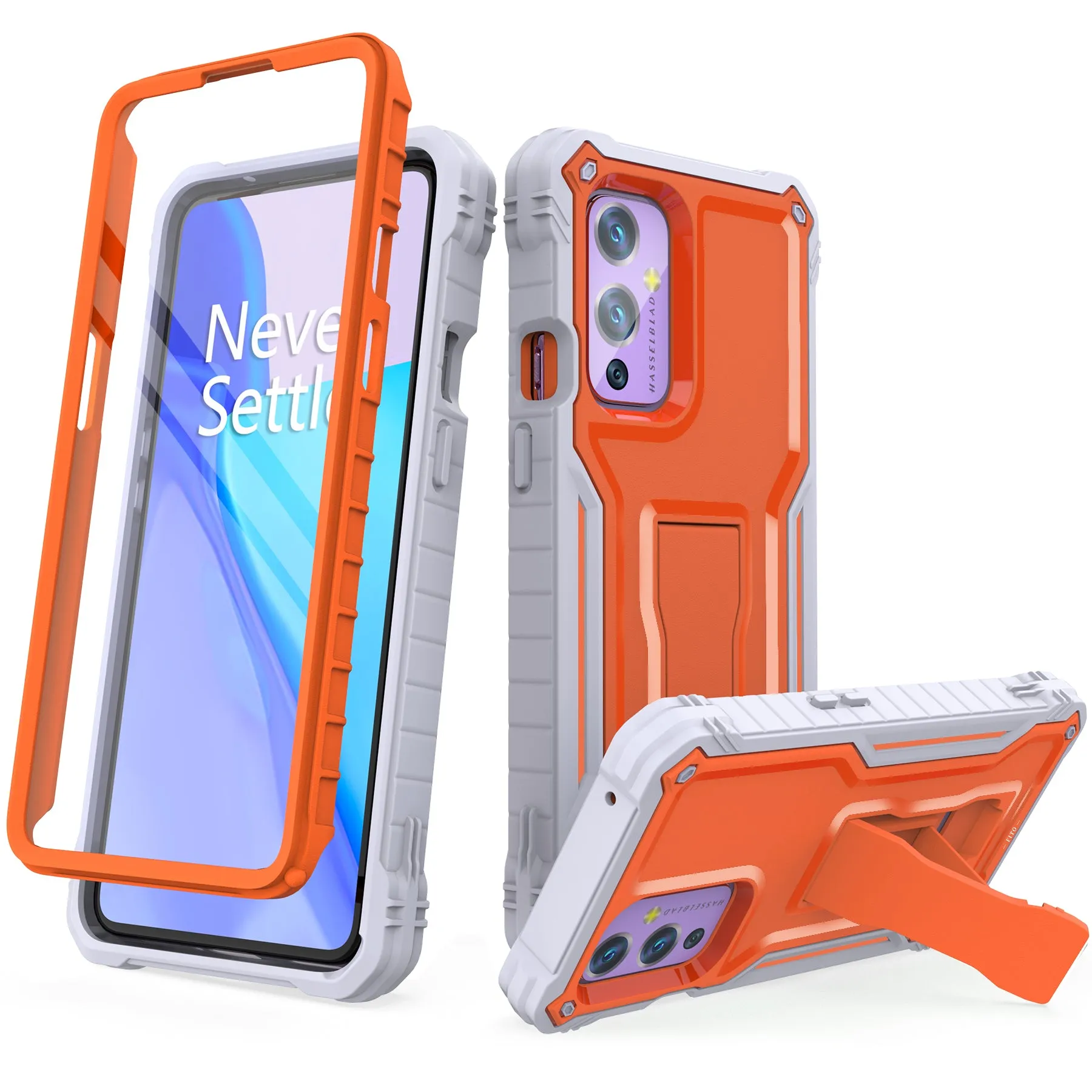 FITO OnePlus 9 Case, Dual Layer Shockproof Heavy Duty Case for OnePlus 9 Phone with Screen Protector, Built-in Kickstand