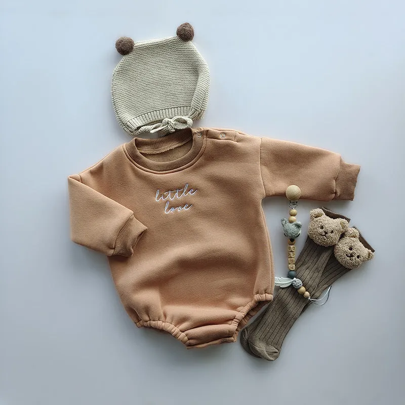 Fleece-lined, Embroidered  Newborn Rompers