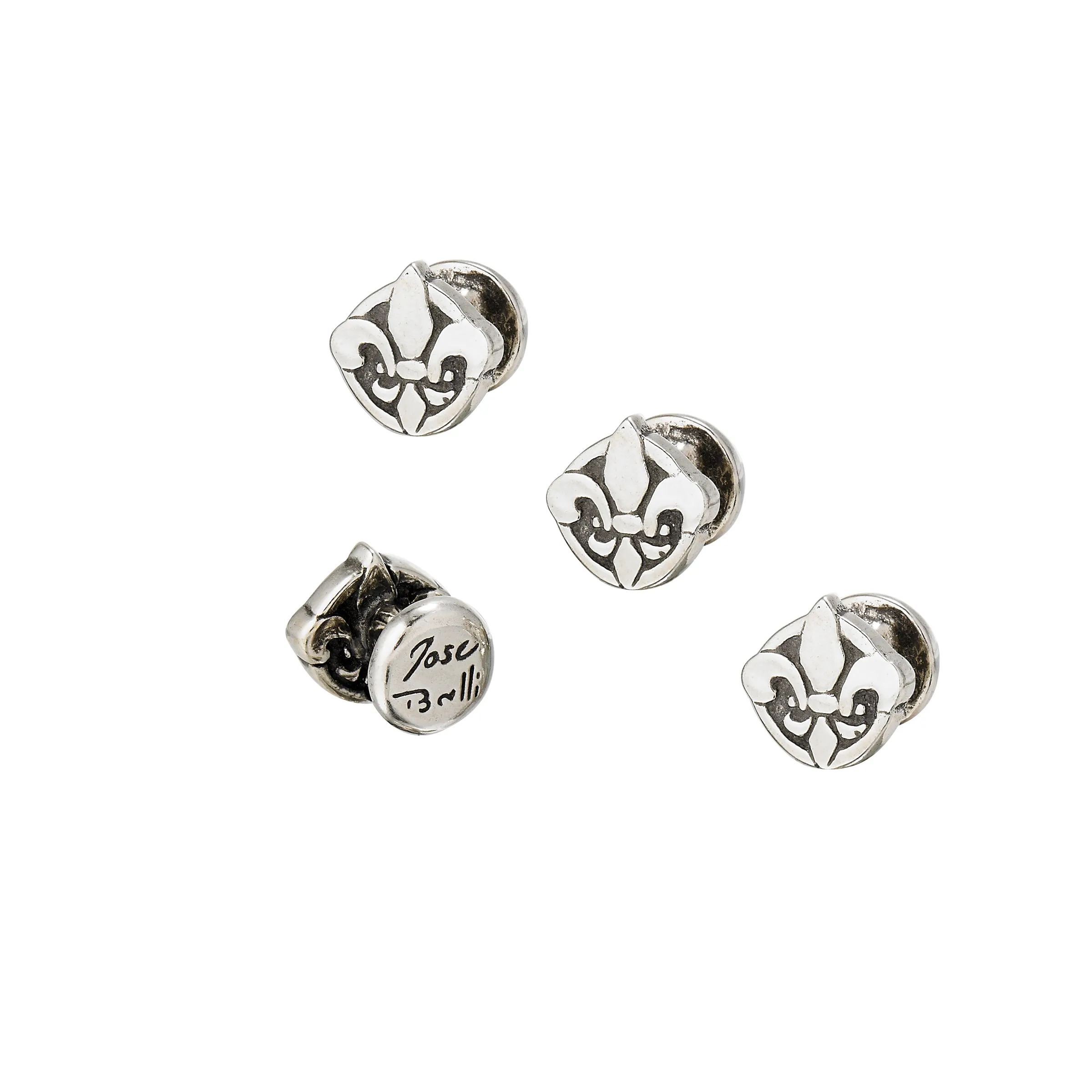 Fleur de Lis Circle Tuxedo Studs