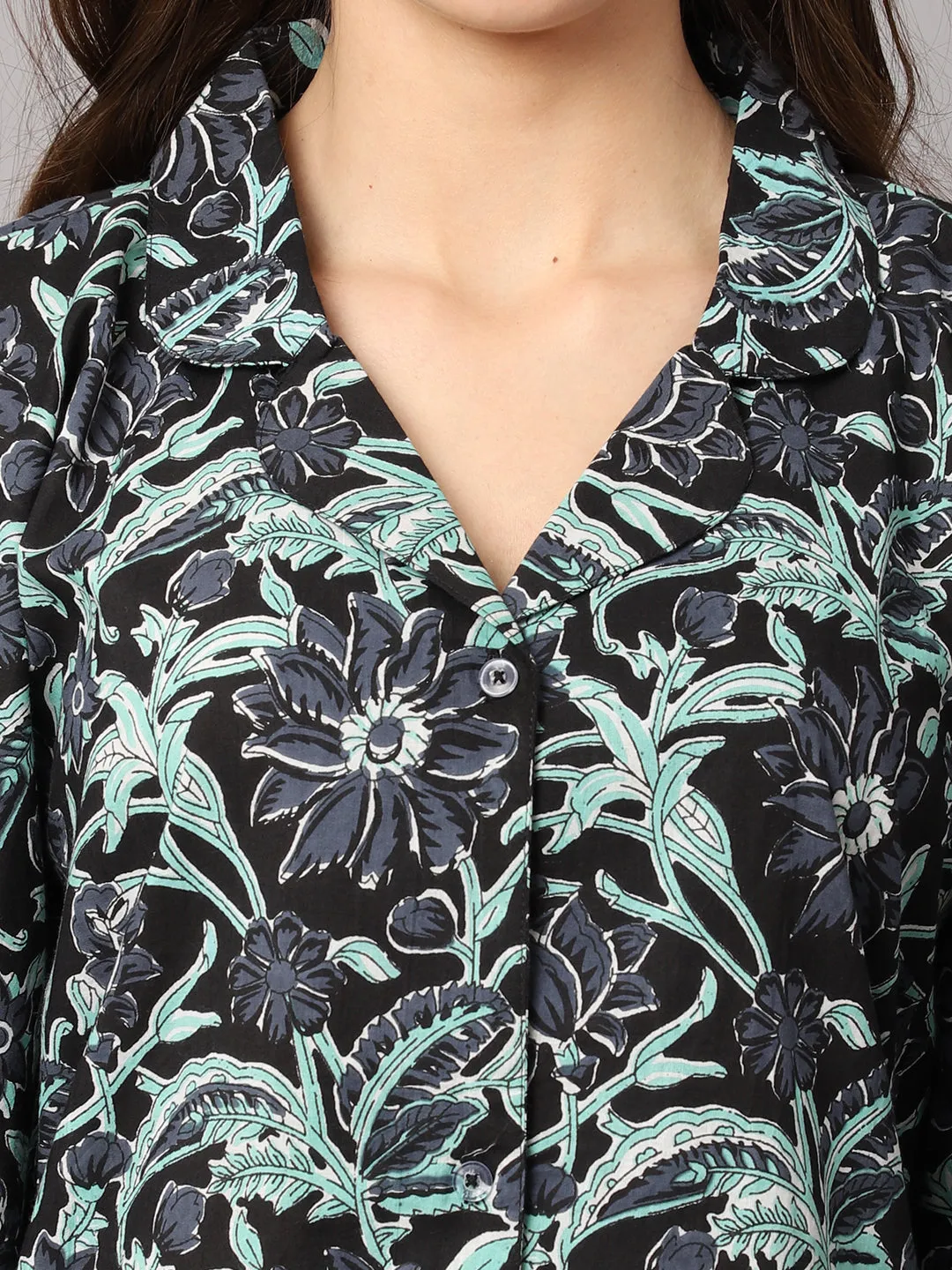 Floral Print Short kaftan - Green